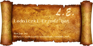 Ledniczki Erzsébet névjegykártya